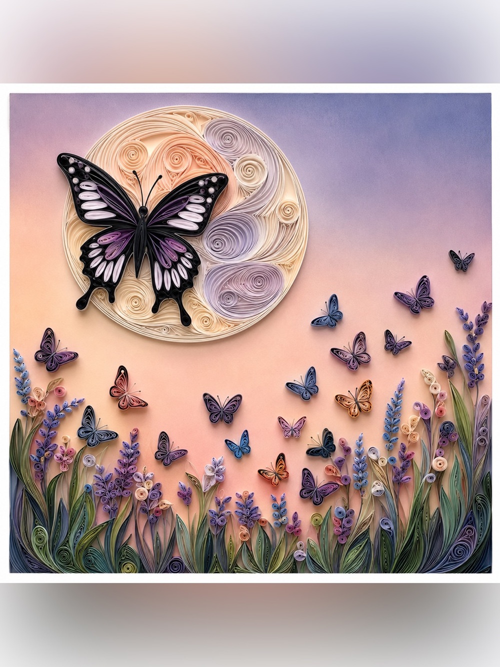 8x8 Black Framed Butterfly Moon Wall Art Print